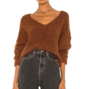 NWT Free People Oversized V Neck Fuzzy Furry Super Soft Sweater